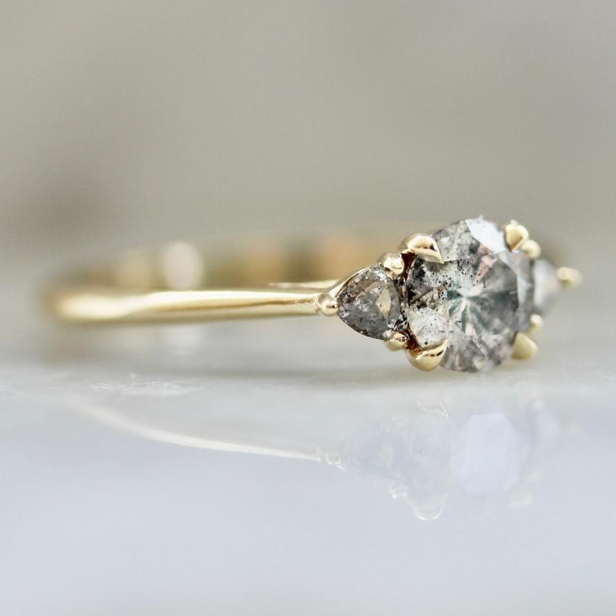 Slice of Heaven Three Stone Salt & Pepper Diamond Ring