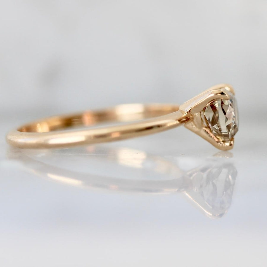 Moet Champagne Brown Heart Cut Diamond Ring in Peach Gold