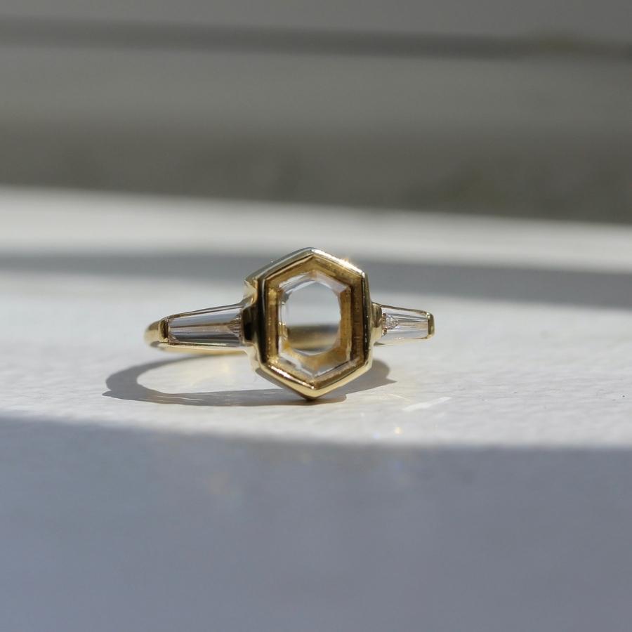 Honore White Portrait Hexagon Cut Diamond Ring