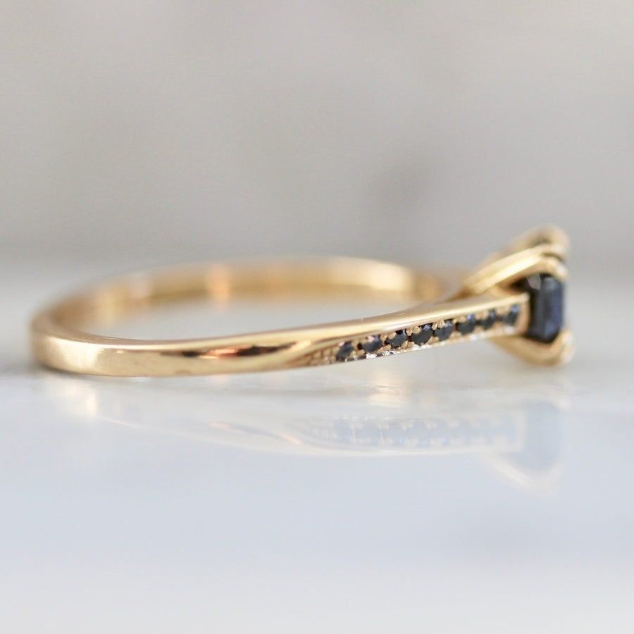 Blythe Cushion Cut Black Diamond Ring