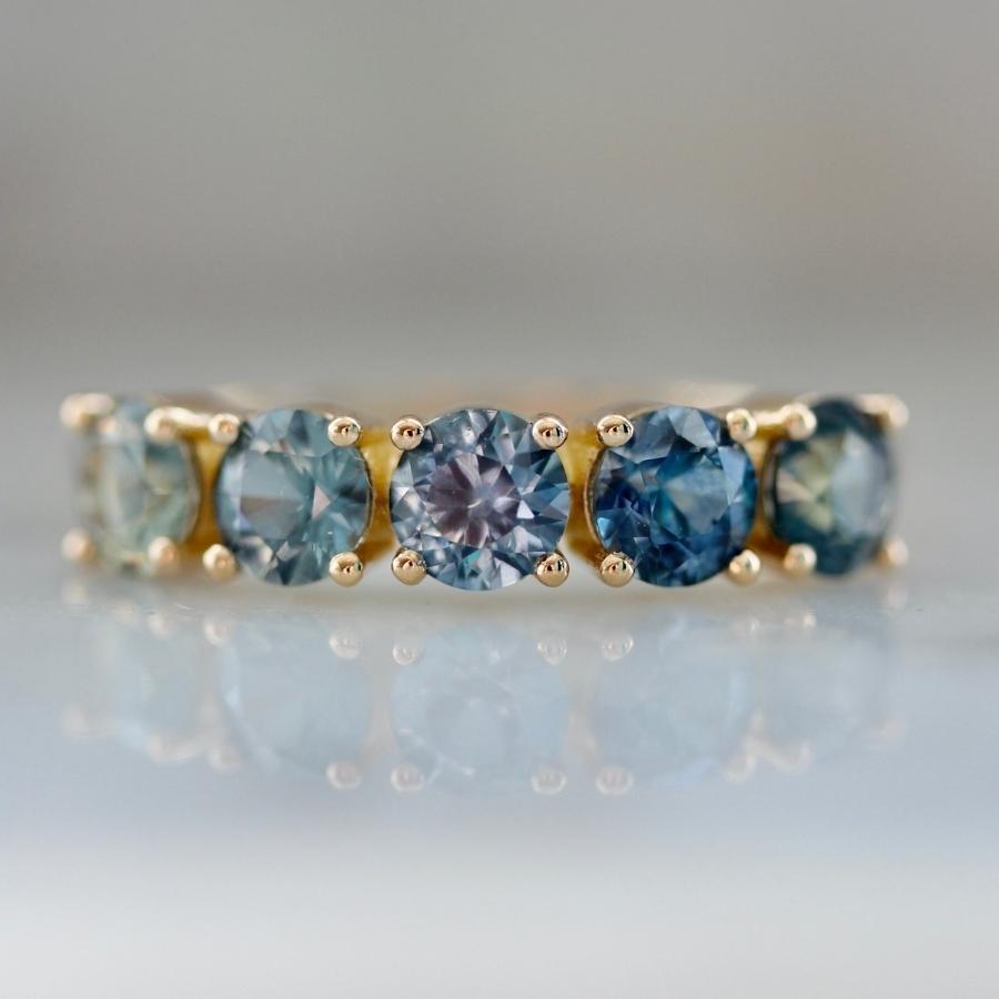 Mykonos Blue Ombré Round Brilliant Cut Sapphire Band