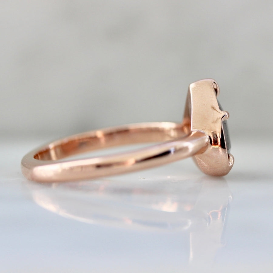 Eternal Flame Salt & Pepper Pear Checkerboard Cut Diamond Ring