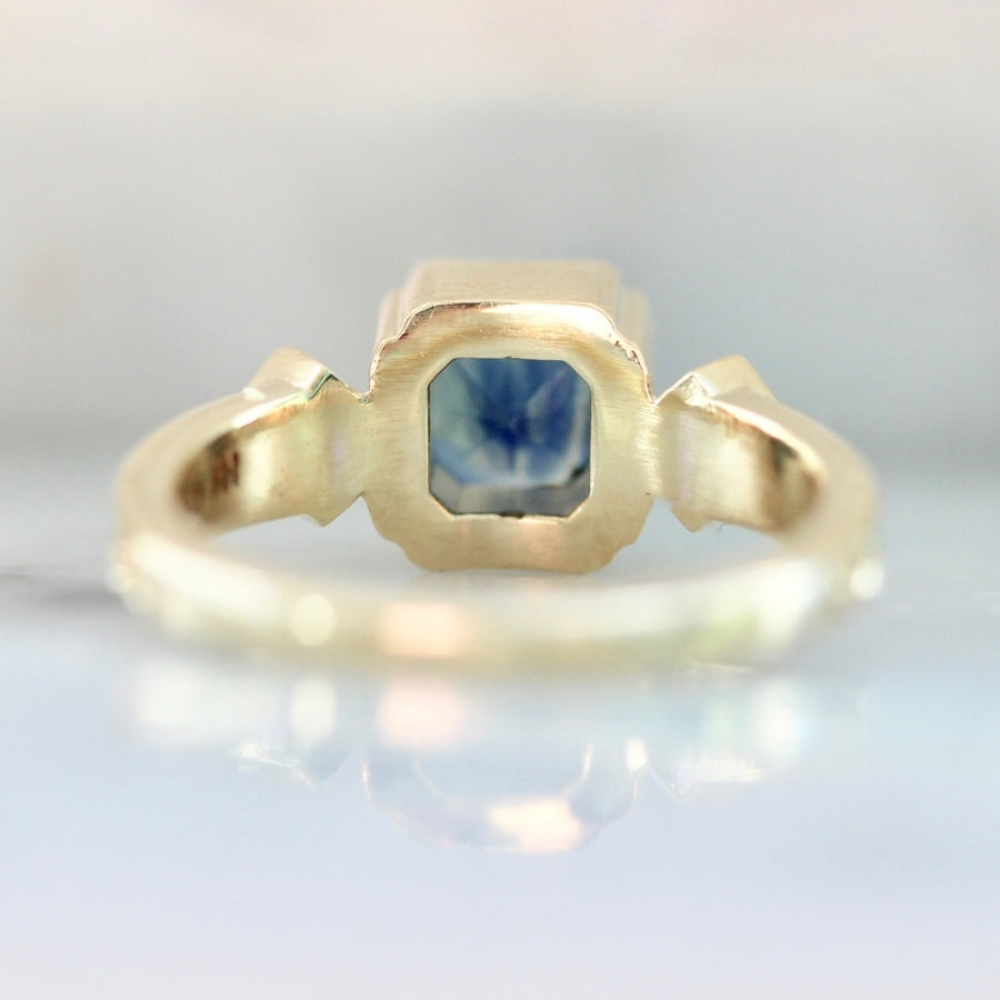 Glory Days Blue-Green Square Radiant Cut Sapphire Ring