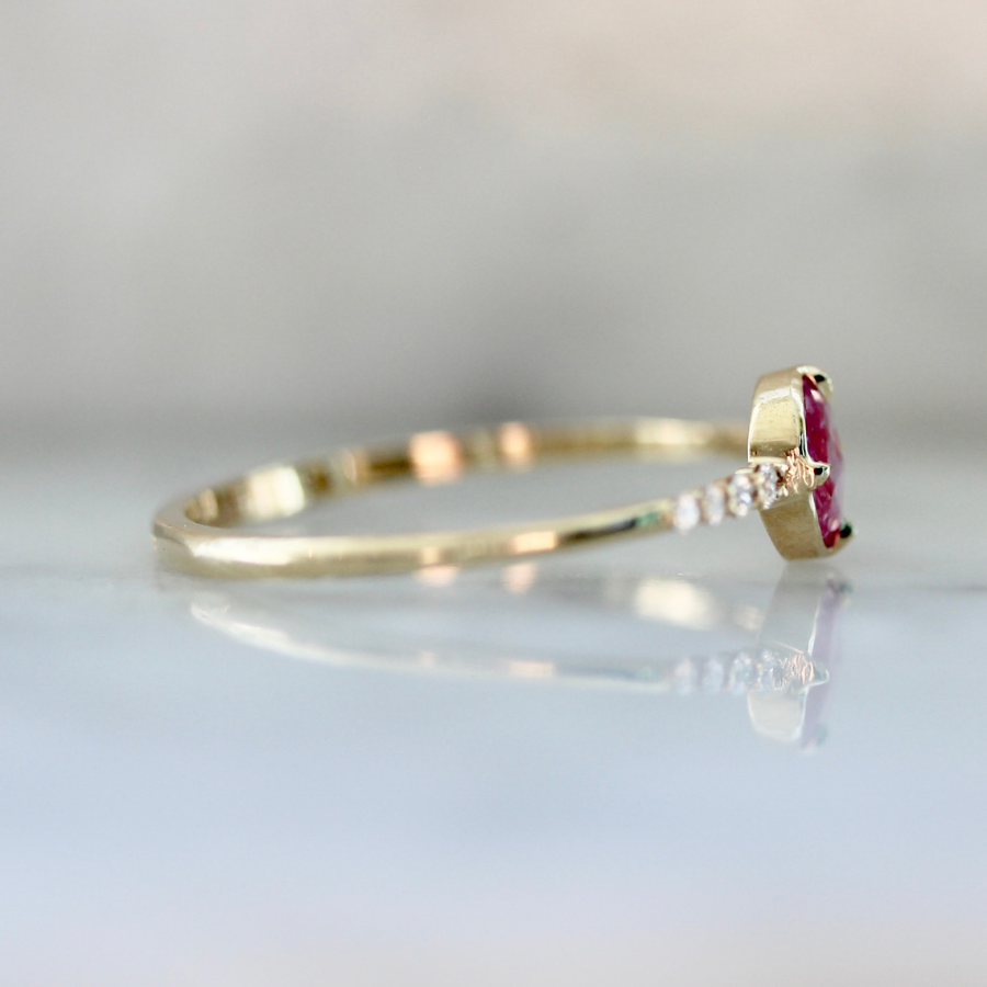 Strawberry Fields Pink Round Rose Cut Sapphire Ring