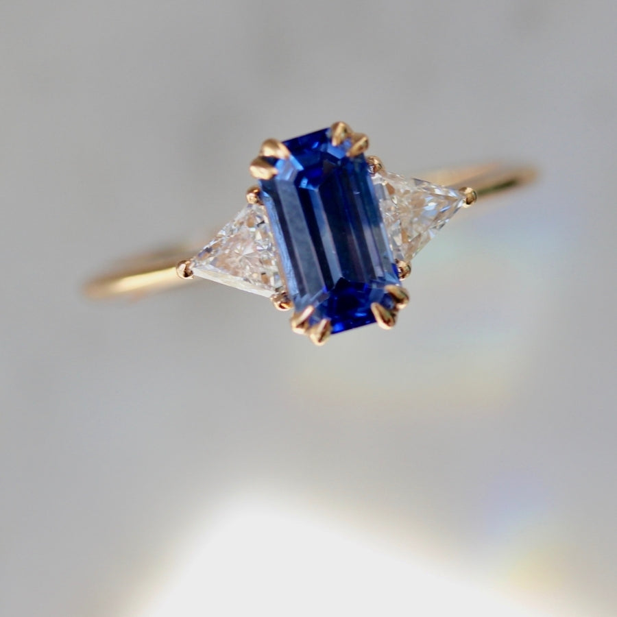 Scenic Route Emerald Cut Ceylon Sapphire Ring