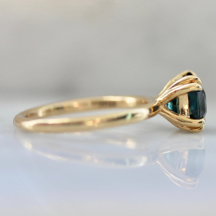 Coquette Teal Radiant Cut Sapphire Ring