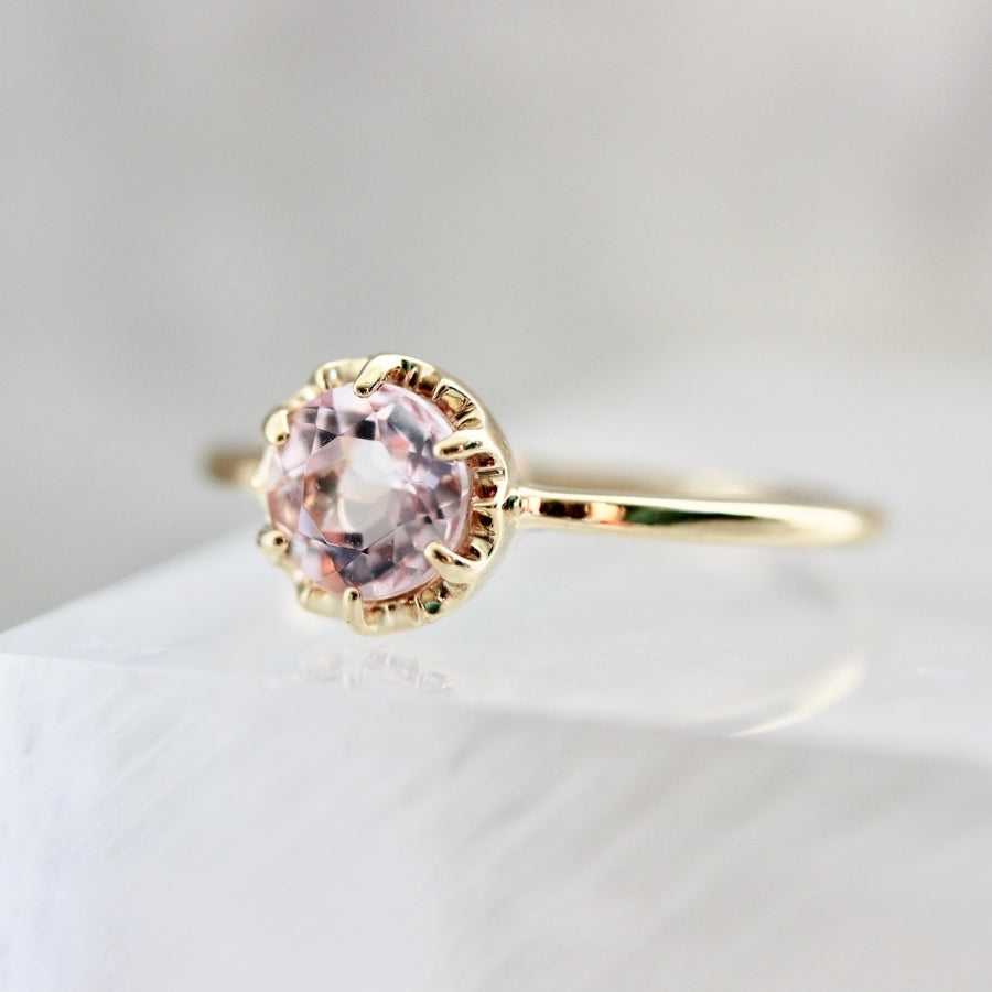 Desert Flower Pink Round Brilliant Cut Morganite Ring