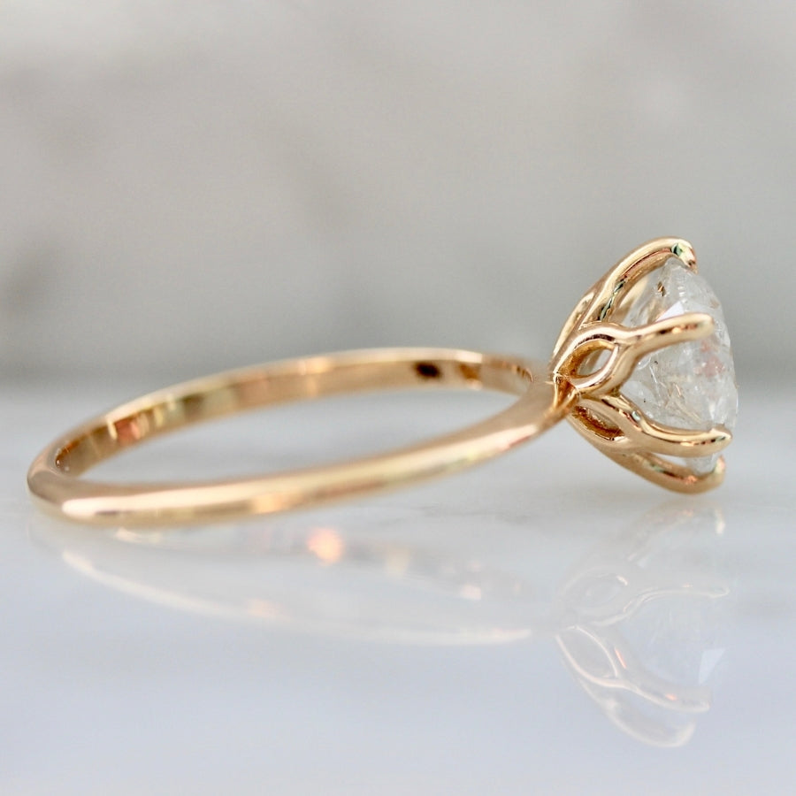 Peachy Keen Icy Salt & Pepper Round Brilliant Cut Diamond Ring