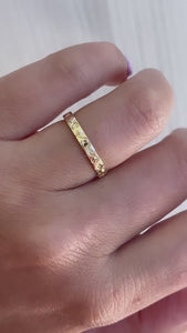 Engraved sun and moon gold band