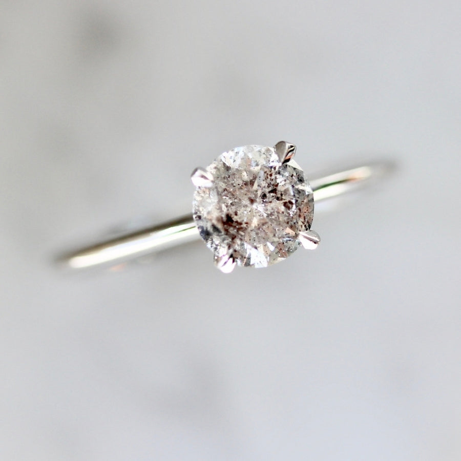 .85 Carat Stella Salt & Pepper Round Brilliant Cut Diamond Ring