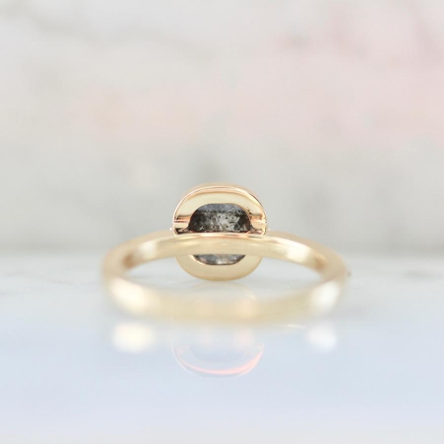 Roulette Salt & Pepper Cushion Rose Cut Diamond Ring