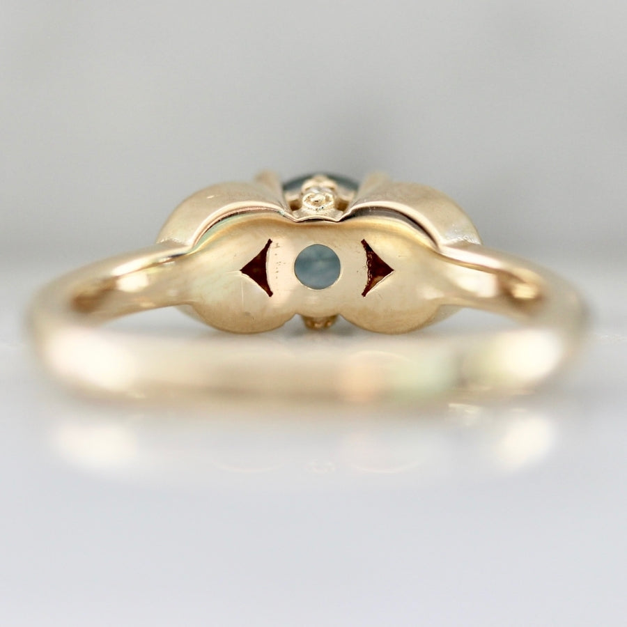 Marchioness Teal Round Brilliant Cut Sapphire Ring