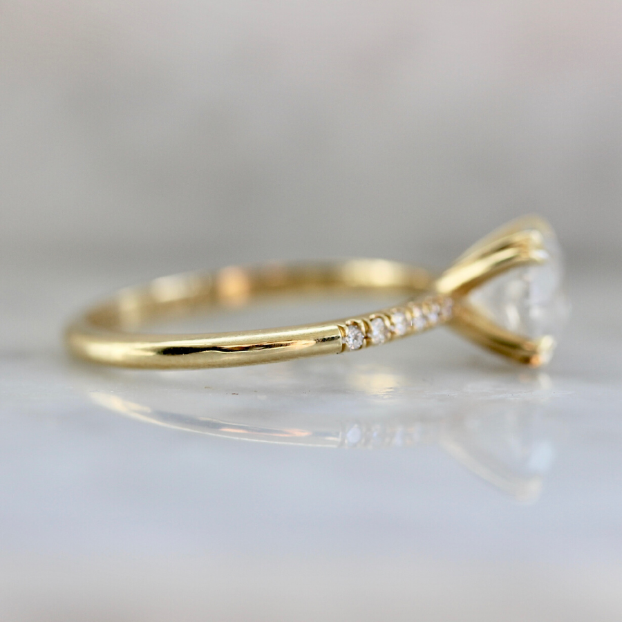 Nesa Icey Diamond Stella With Pave Shoulders In Yellow Gold