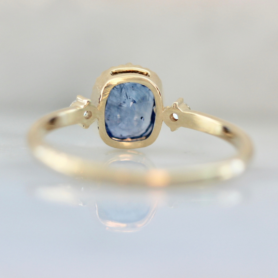 
            Blue Sunrise Cushion Cut Sapphire Ring