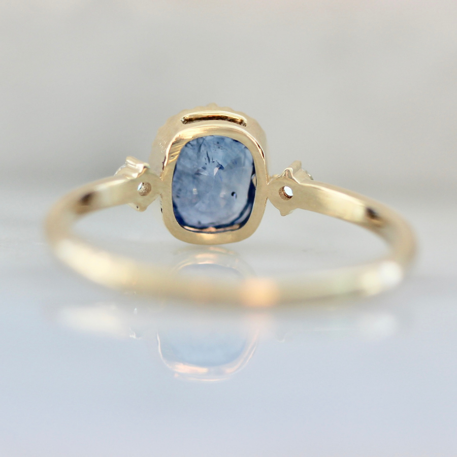 Blue Sunrise Cushion Cut Sapphire Ring