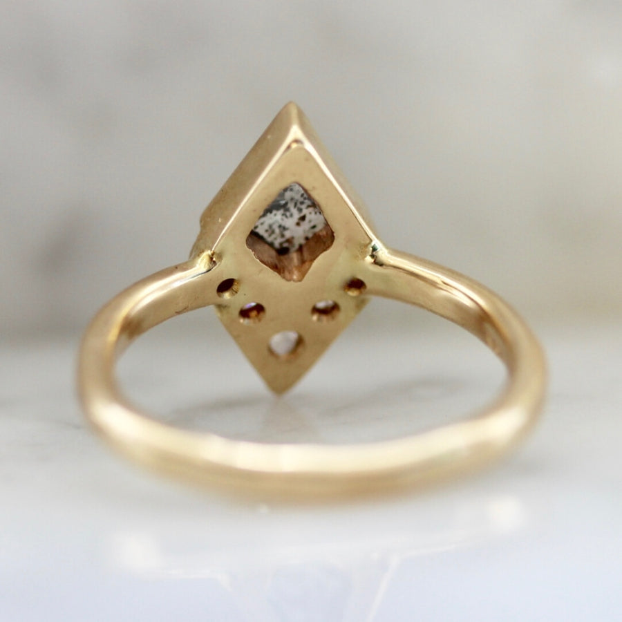 Michet Salt & Pepper Kite Rose Cut Diamond Ring in Yellow Gold