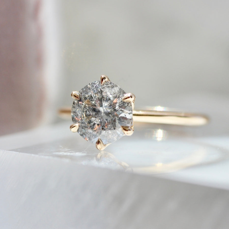 1.81 Carat Bella Salt & Pepper Round Brilliant Cut Diamond Ring