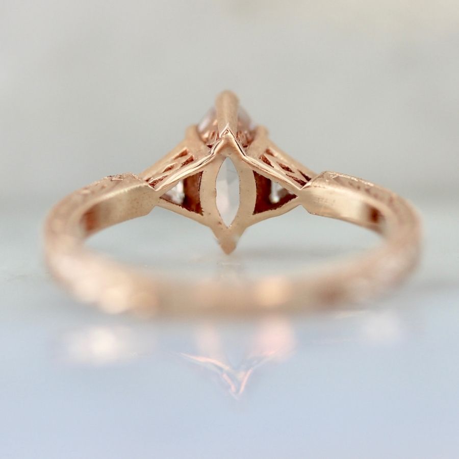 Triple Scoop Marquise Cut Morganite Ring
