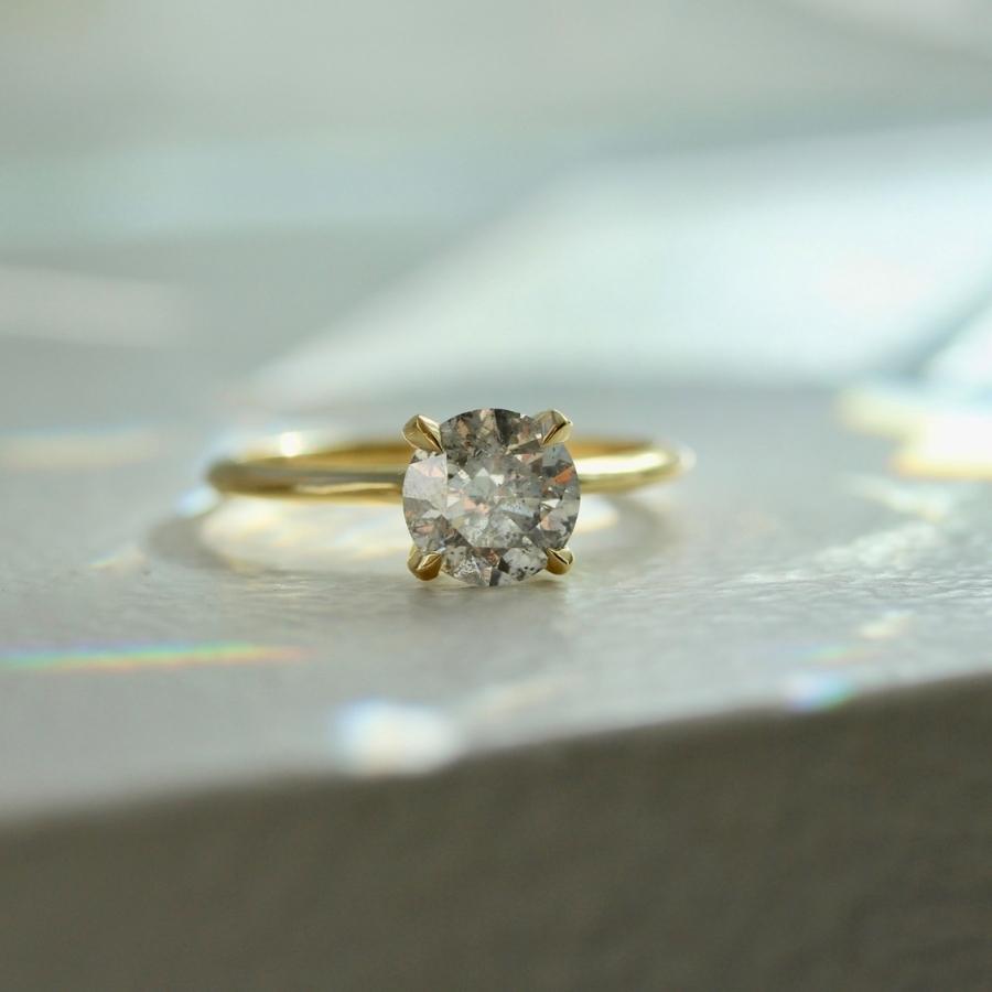 1.24 Carat Stella Salt & Pepper Round Brilliant Cut Diamond Ring