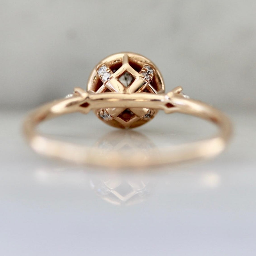 Celia Salt and Pepper Round Brilliant Cut Halo Diamond Ring