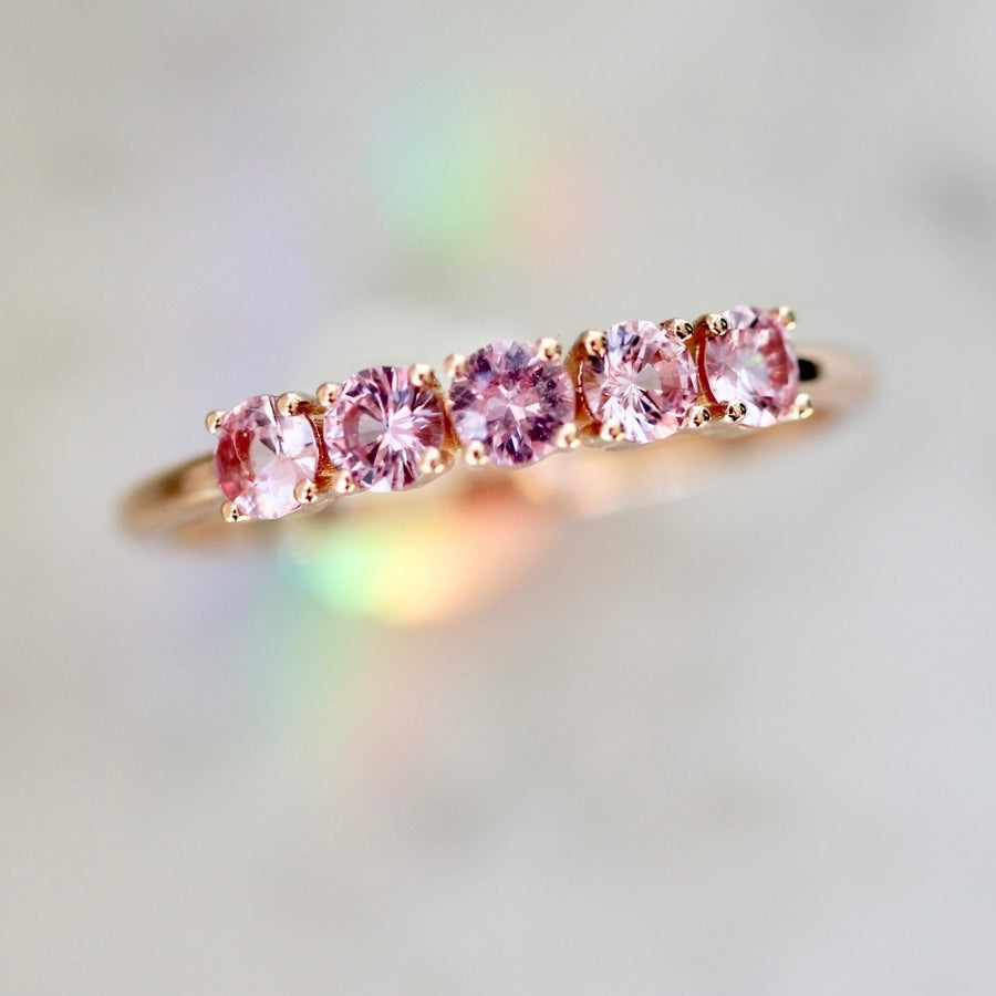 
            Swan Song Pink Round Brilliant Cut Sapphire Band