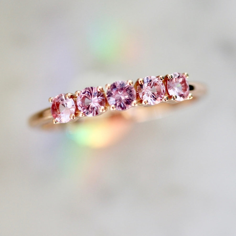 Swan Song Pink Round Brilliant Cut Sapphire Band