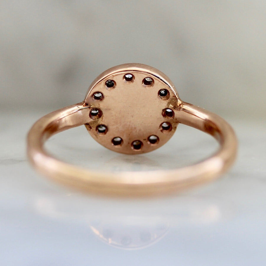 Barbera Salt & Pepper Round Rose Cut Diamond Ring in Rose Gold