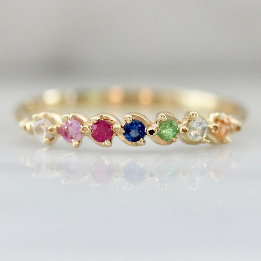 Break Free Round Brilliant Cut Rainbow Sapphire Band