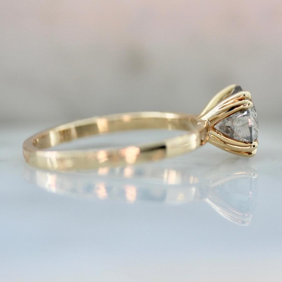 Star Born Salt & Pepper Round Brilliant Cut Diamond Ring