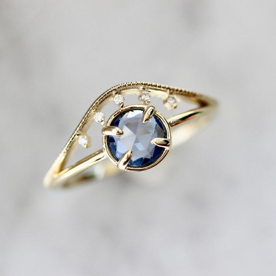 
            Lyra Blue Rose Cut Sapphire &amp; Diamond Ring