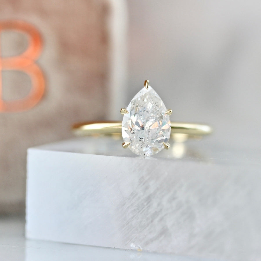 1.39 Carat Stella Icey Salt & Pepper Pear Cut Diamond Ring