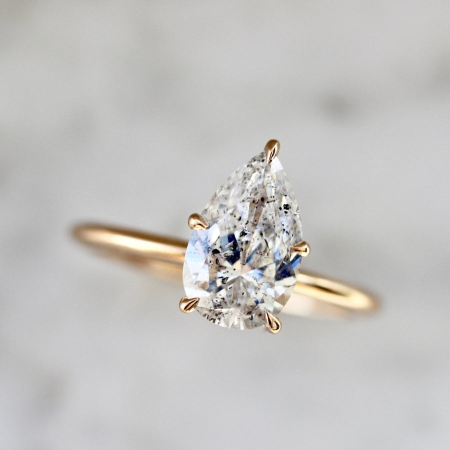 Moon Dust Salt & Pepper Pear Cut Diamond Ring