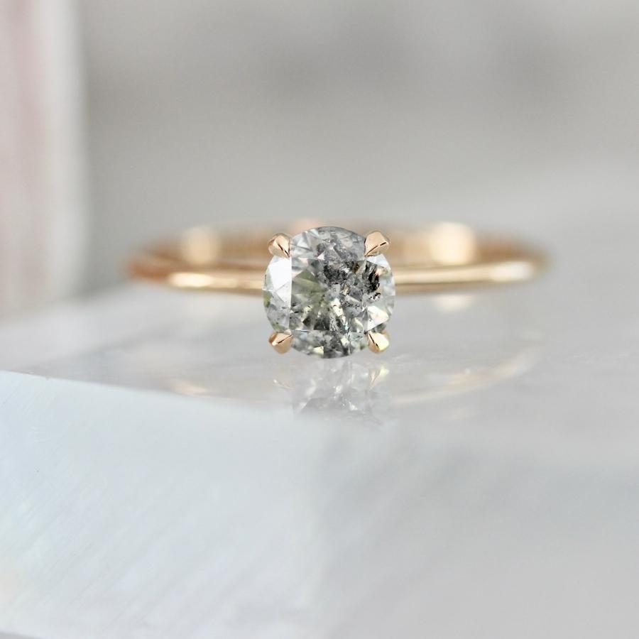 .83 Carat Stella Salt & Pepper Round Brilliant Cut Diamond Ring