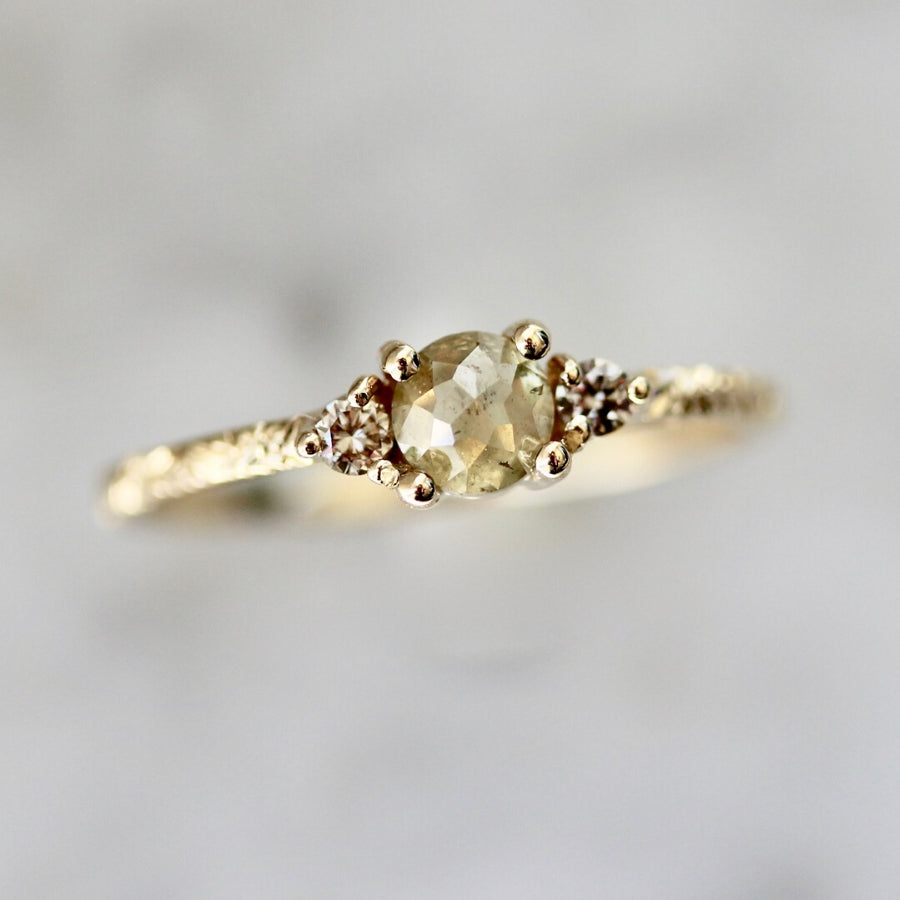 Shiloh Rustic Rose Cut Diamond Ring in Yellow Gold