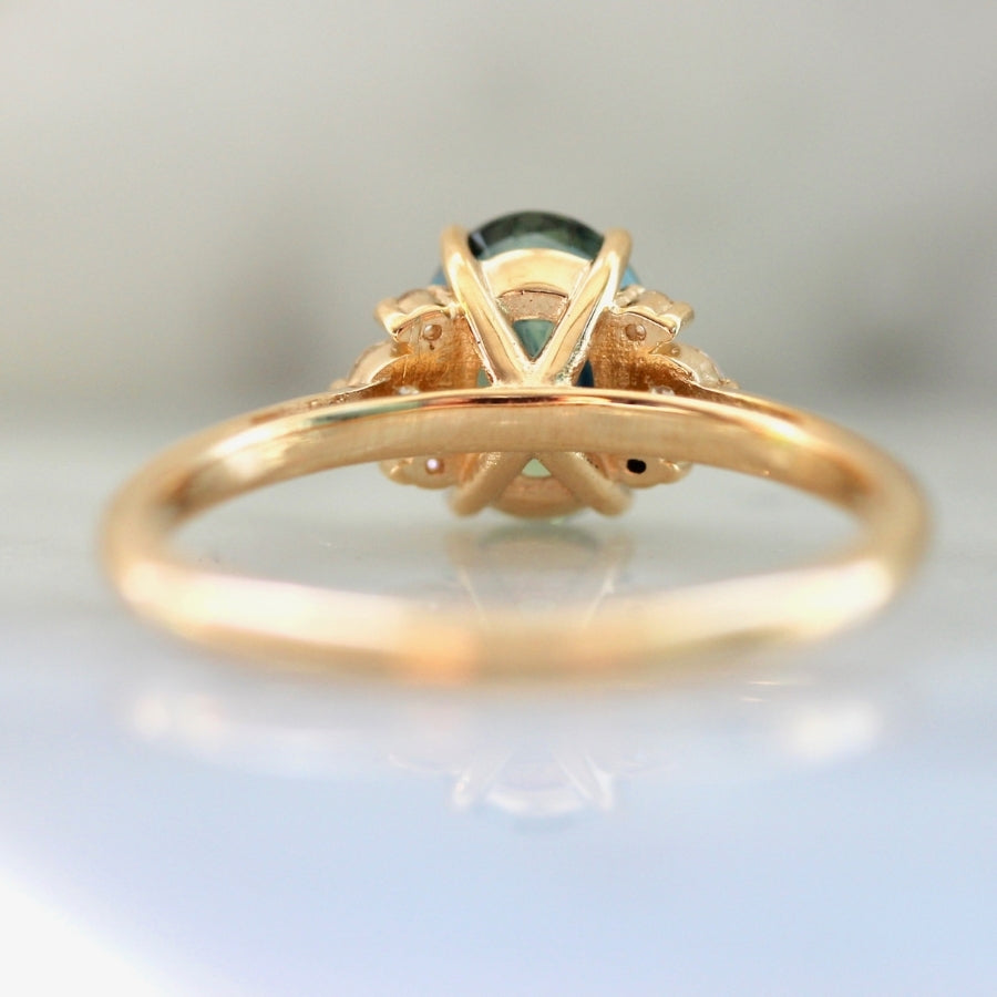 1.63 Carat Mirella Teal Oval Cut Sapphire Ring