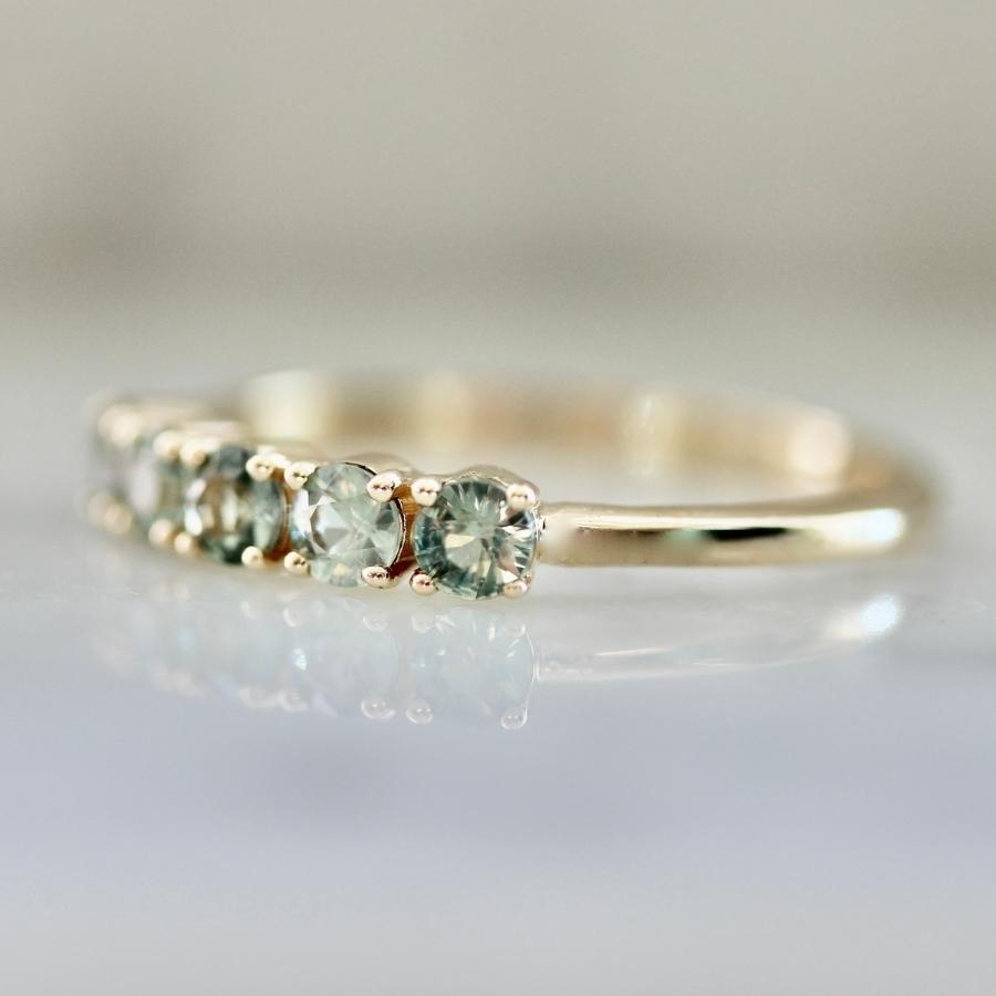 First Class Green Round Brilliant Cut Sapphire Band