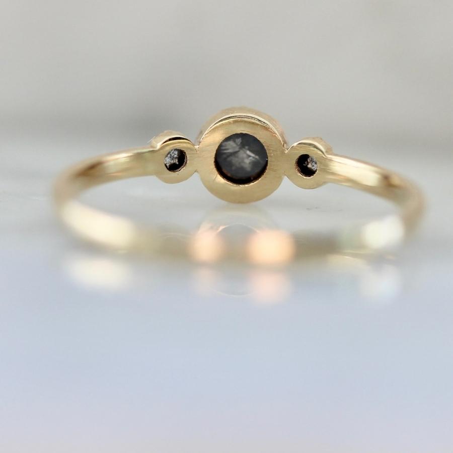 Phoenix Three Stone Salt & Pepper Round Rose Cut Diamond Ring