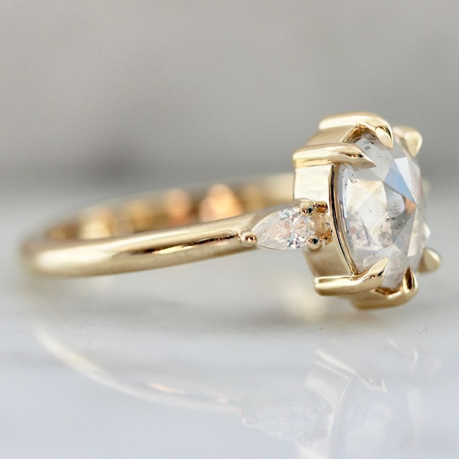 Lore Icy Opalescent Oval Rose Cut Diamond Ring