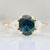 Lovebird Blue-Green Oval Cut Sapphire Ring