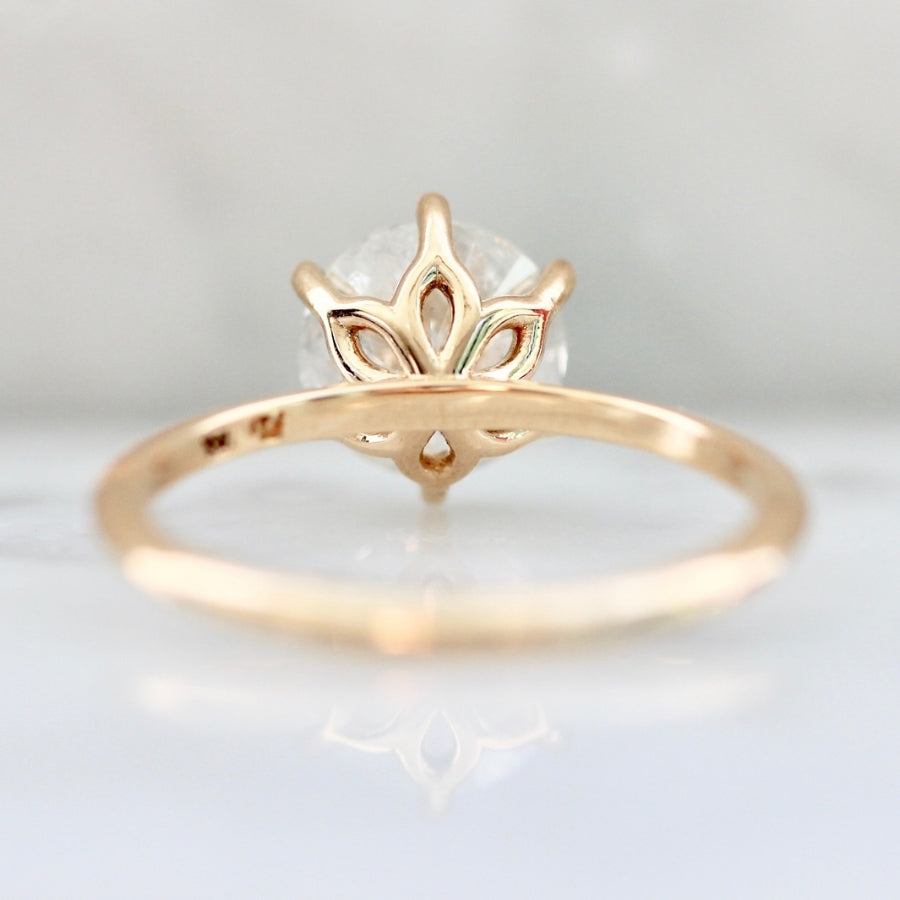 Peachy Keen Icy Salt & Pepper Round Brilliant Cut Diamond Ring