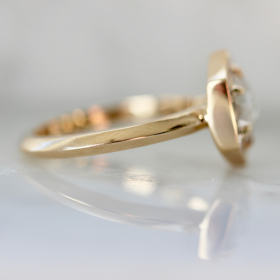 Renata Hexagonal Step Rose Cut Diamond Ring in Yellow Gold