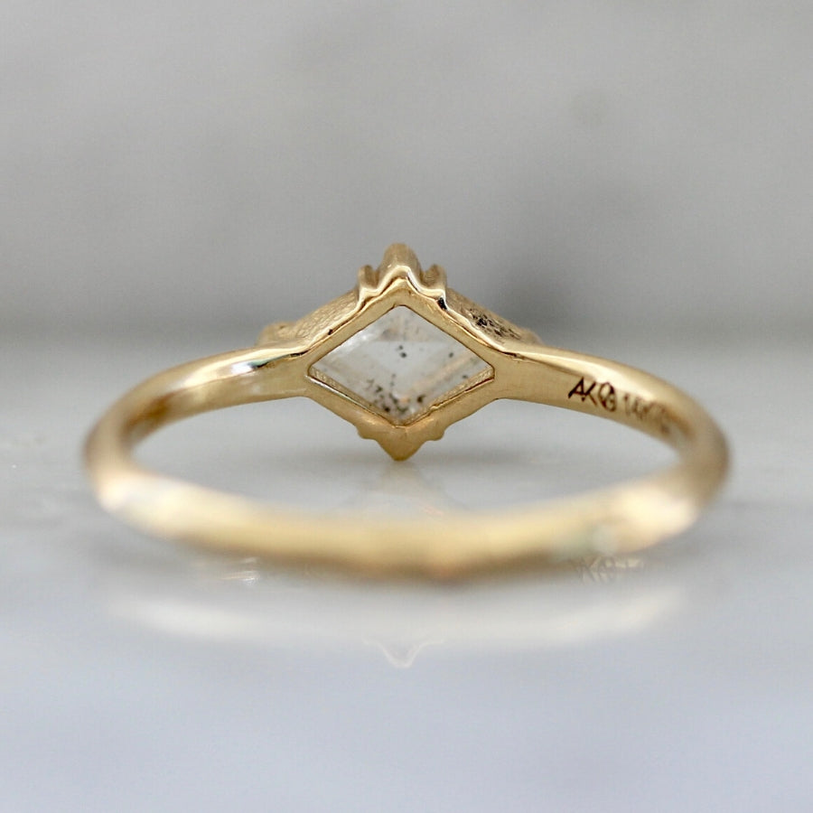 Vega White Lozenge Rose Cut Diamond Ring in Yellow Gold