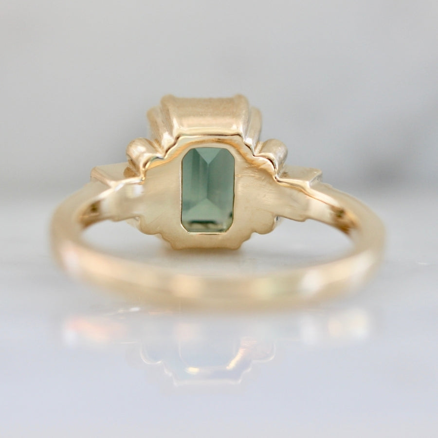 Starling Green Emerald Cut Sapphire & Diamond Ring