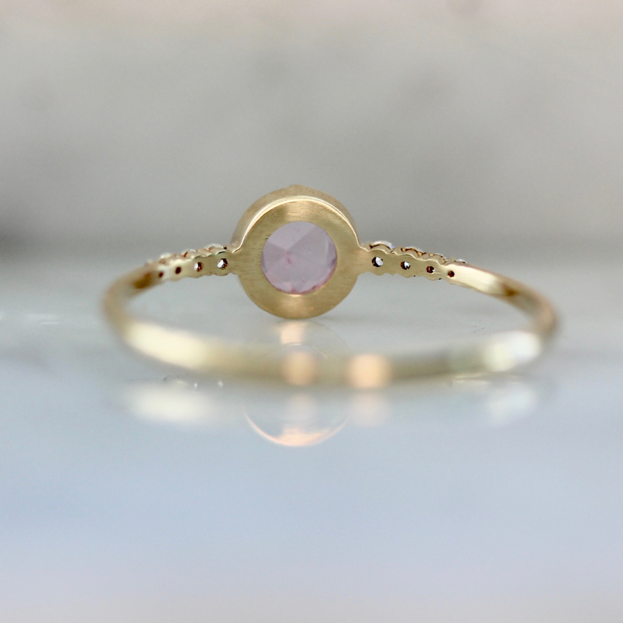 Strawberry Fields Pink Round Rose Cut Sapphire Ring