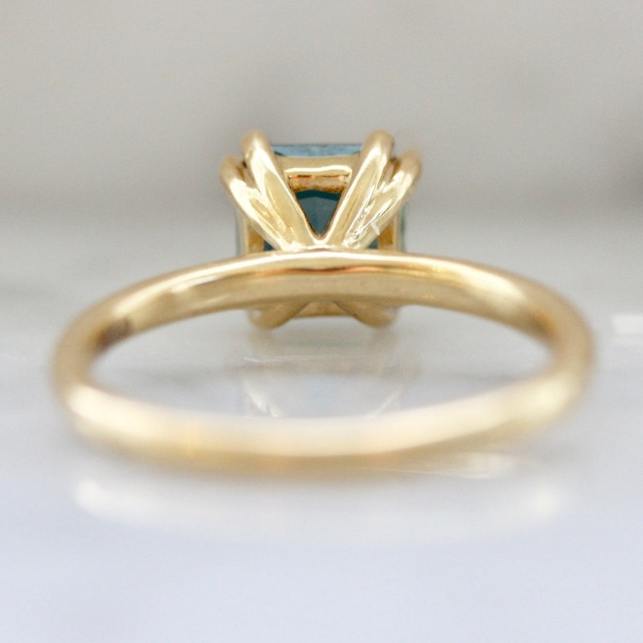 Coquette Teal Radiant Cut Sapphire Ring