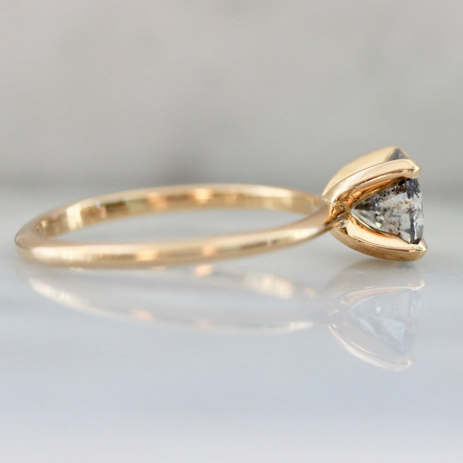 1.08 Carat Stella Salt & Pepper Round Brilliant Cut Diamond Ring in Peach Gold