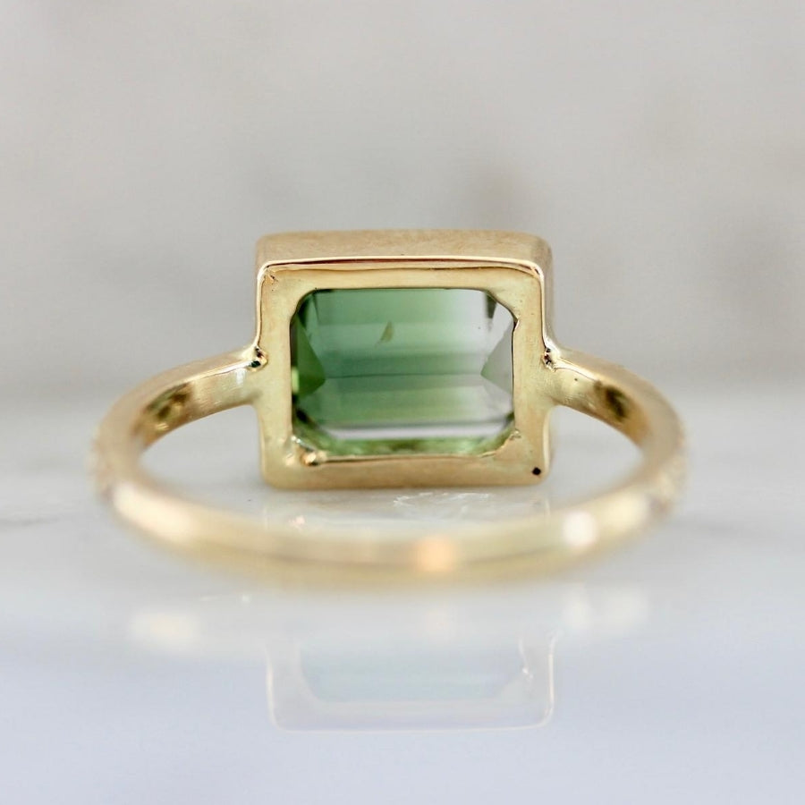 
            Laurel Green Emerald Cut Tourmaline Ring
