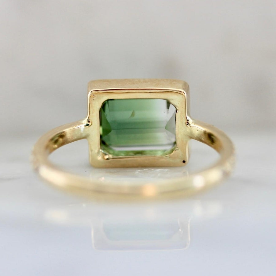 Laurel Green Emerald Cut Tourmaline Ring