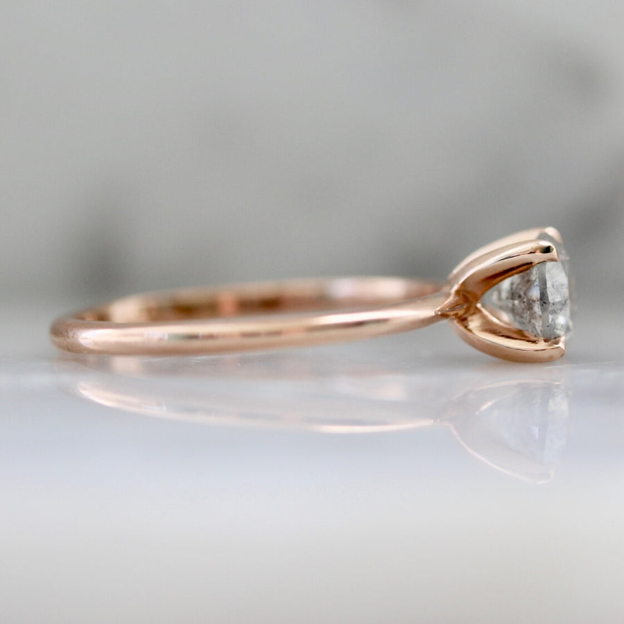 Stella .84 Carat Salt & Pepper Round Brilliant Cut Diamond Ring in Rose Gold