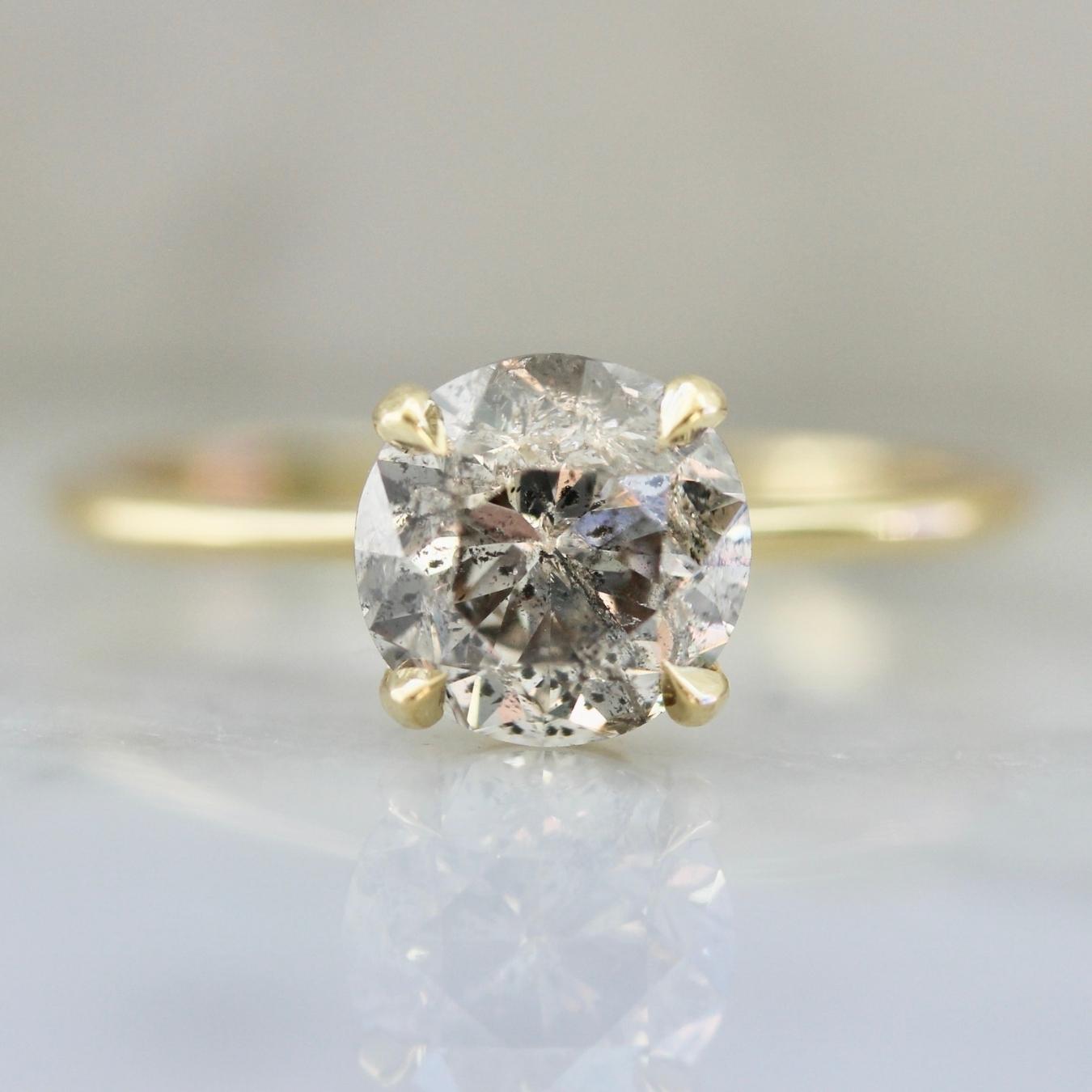1.77 Carat Stella Salt & Pepper Round Brilliant Cut Diamond Ring